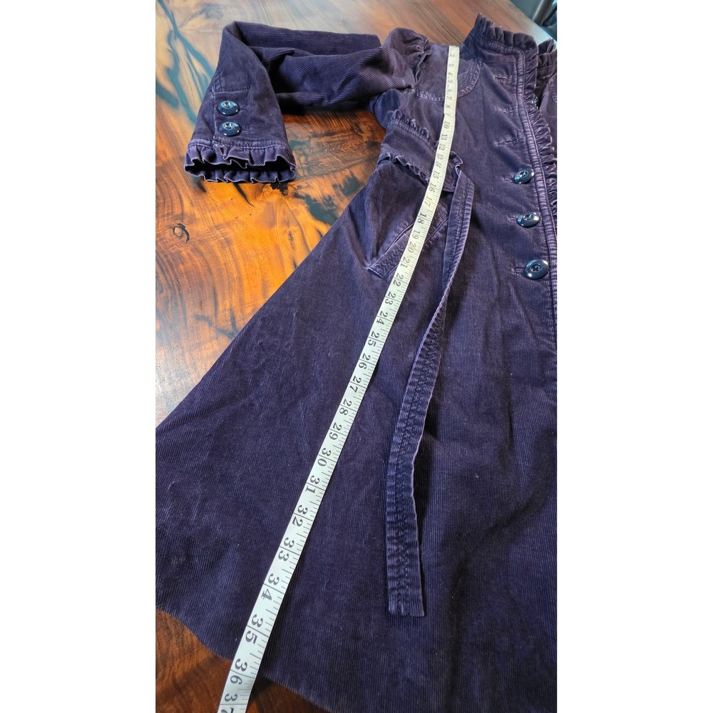 Elevenses Anthropologie Purple Corduroy Ruffle Trench Boho Fashiongram Indie - Picture 5 of 6